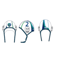 Waterpolo cap set blauw/wit. 2 caps